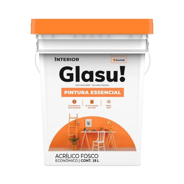 GLASU TINTA ACRÍLICA FOSCO PINTURA ESSENCIAL BRANCO 15 L.
