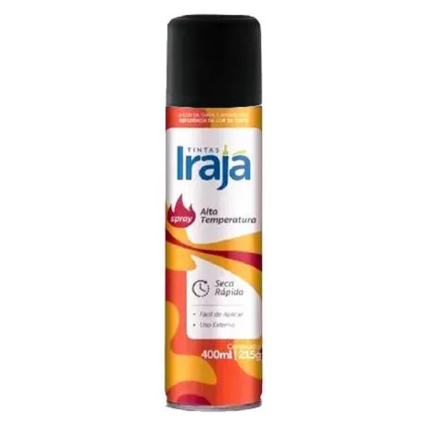 TINTA SPRAY ALTA TEMPERATURA PRETO FOSCO 400ML IRAJA