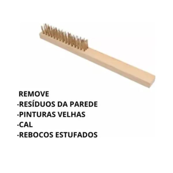 ESCOVA DE AÇO MANUAL COM CABO 3 FILEIRAS COMPEL