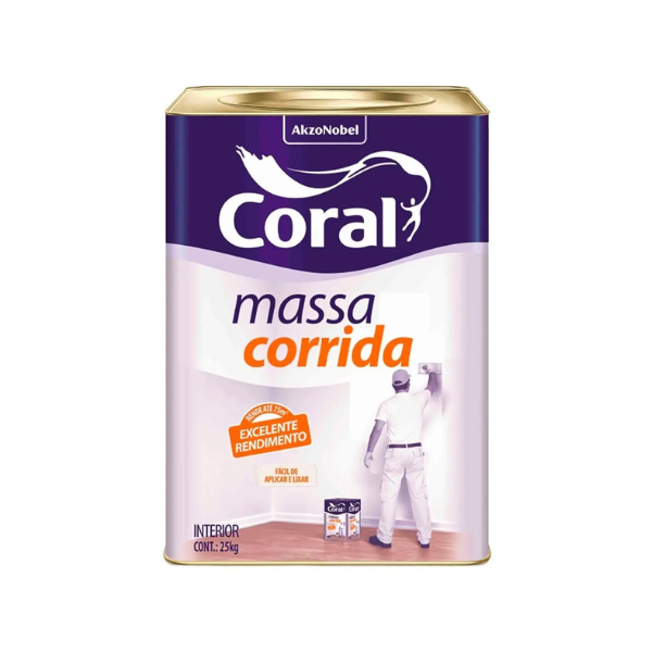 Massa Corrida PVA Coral 25 kg — Acabamento Perfeito para Interiores